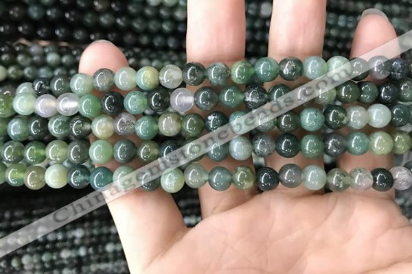 CAA2357 15.5 inches 6mm round moss agate beads wholesale