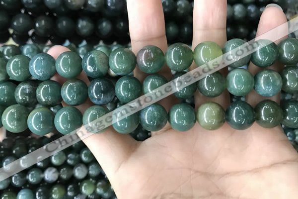 CAA2361 15.5 inches 14mm round moss agate beads wholesale