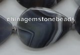 CAA237 15.5 inches 30*40mm flat teardrop grey line agate beads