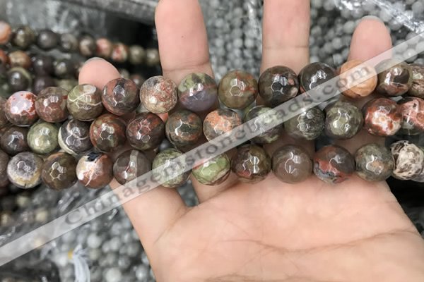 CAA2388 15.5 inches 12mm faceted round ocean agate beads wholesale