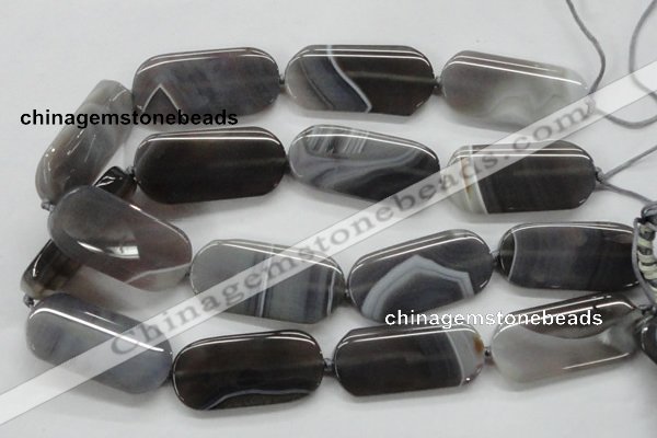 CAA239 15.5 inches 25*50mm rectangle grey line agate beads