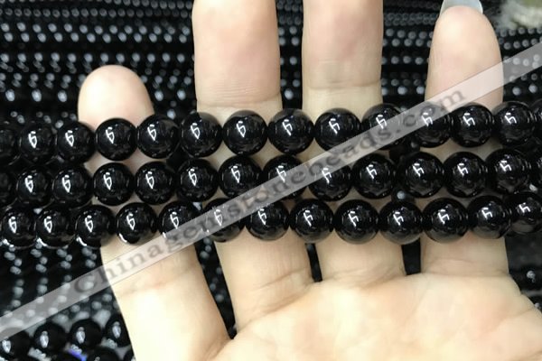 CAA2405 15.5 inches 10mm round black agate beads wholesale