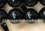 CAA2406 15.5 inches 12mm round black agate beads wholesale