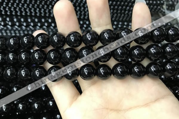 CAA2406 15.5 inches 12mm round black agate beads wholesale