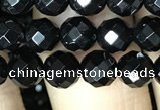 CAA2416 15.5 inches 6mm faceted round black agate beads wholesale