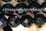 CAA2417 15.5 inches 8mm faceted round black agate beads wholesale