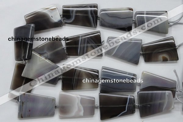 CAA242 15.5 inches 30*40mm trapezoid grey line agate beads