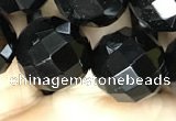 CAA2422 15.5 inches 18mm faceted round black agate beads wholesale