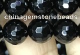 CAA2428 15.5 inches 10mm faceted round black agate beads wholesale