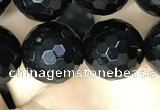 CAA2431 15.5 inches 16mm faceted round black agate beads wholesale