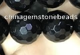 CAA2432 15.5 inches 18mm faceted round black agate beads wholesale