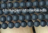 CAA2445 15.5 inches 2mm round matte black agate beads wholesale