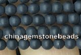 CAA2446 15.5 inches 3mm round matte black agate beads wholesale