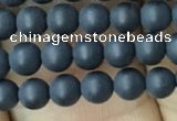 CAA2447 15.5 inches 4mm round matte black agate beads wholesale