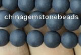 CAA2448 15.5 inches 6mm round matte black agate beads wholesale