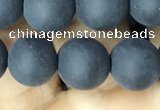 CAA2451 15.5 inches 12mm round matte black agate beads wholesale