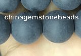 CAA2453 15.5 inches 16mm round matte black agate beads wholesale