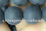 CAA2454 15.5 inches 18mm round matte black agate beads wholesale