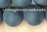 CAA2455 15.5 inches 20mm round matte black agate beads wholesale