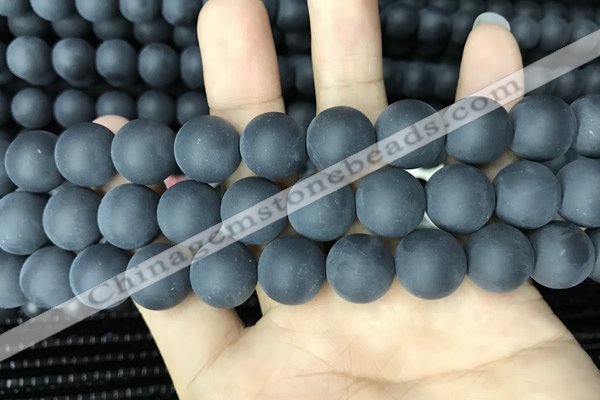 CAA2455 15.5 inches 20mm round matte black agate beads wholesale