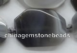 CAA246 15.5 inches 30*40mm twisted octagonal grey line agate beads