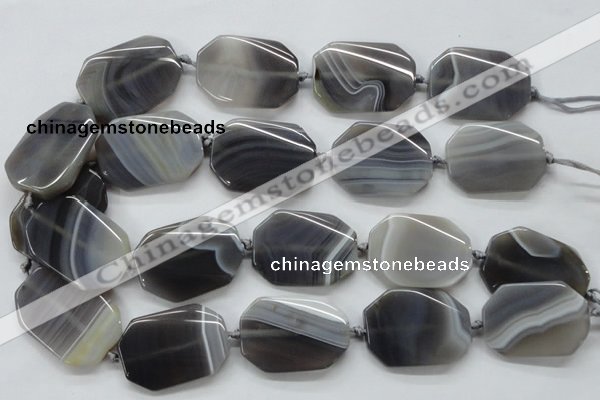 CAA246 15.5 inches 30*40mm twisted octagonal grey line agate beads