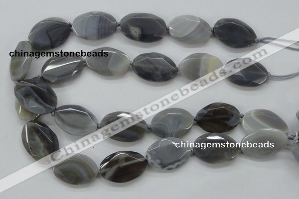 CAA247 15.5 inches 22*32mm faceted oval grey line agate beads