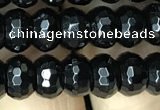 CAA2470 15.5 inches 5*8mm faceted rondelle black agate beads