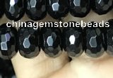 CAA2471 15.5 inches 6*10mm faceted rondelle black agate beads