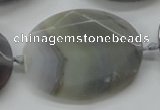 CAA248 15.5 inches 30*40mm faceted oval grey line agate beads