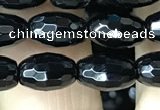 CAA2498 15.5 inches 6*9mm faceted rice black agate beads wholesale