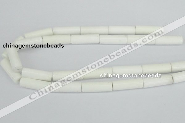 CAA25 15.5 inches 10*30mm cylinder white agate gemstone beads