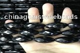 CAA2506 15.5 inches 10*30mm faceted rice black agate beads wholesale