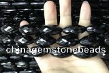 CAA2507 15.5 inches 15*30mm faceted rice black agate beads wholesale