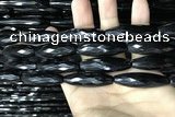 CAA2508 15.5 inches 12*50mm faceted rice black agate beads wholesale