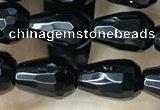 CAA2510 15.5 inches 6*9mm faceted teardrop black agate beads