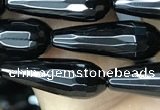 CAA2511 15.5 inches 6*16mm faceted teardrop black agate beads