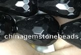 CAA2517 15.5 inches 15*20mm faceted teardrop black agate beads