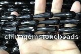 CAA2519 15.5 inches 8*30mm faceted teardrop black agate beads
