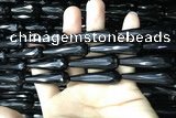 CAA2522 15.5 inches 12*40mm faceted teardrop black agate beads