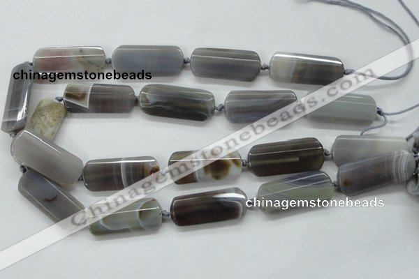 CAA253 15.5 inches 16*30mm faceted rectangle grey line agate beads