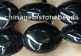 CAA2536 15.5 inches 8*10mm oval black agate beads wholesale