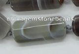 CAA254 15.5 inches 16*38mm faceted rectangle grey line agate beads