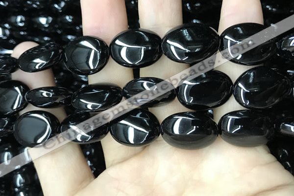 CAA2540 15.5 inches 13*18mm oval black agate beads wholesale