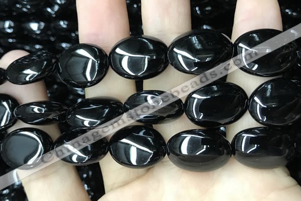 CAA2541 15.5 inches 15*20mm oval black agate beads wholesale