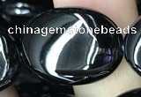 CAA2542 15.5 inches 18*25mm oval black agate beads wholesale