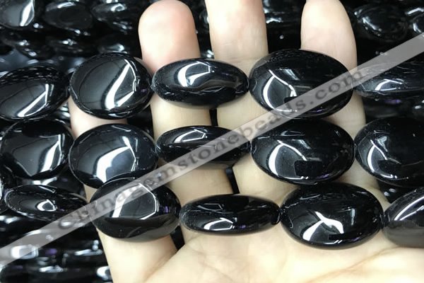 CAA2543 15.5 inches 22*30mm oval black agate beads wholesale