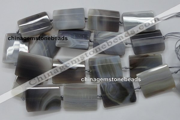 CAA255 15.5 inches 30*40mm faceted rectangle grey line agate beads