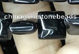 CAA2554 15.5 inches 8*8mm square black agate beads wholesale