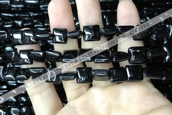 CAA2554 15.5 inches 8*8mm square black agate beads wholesale